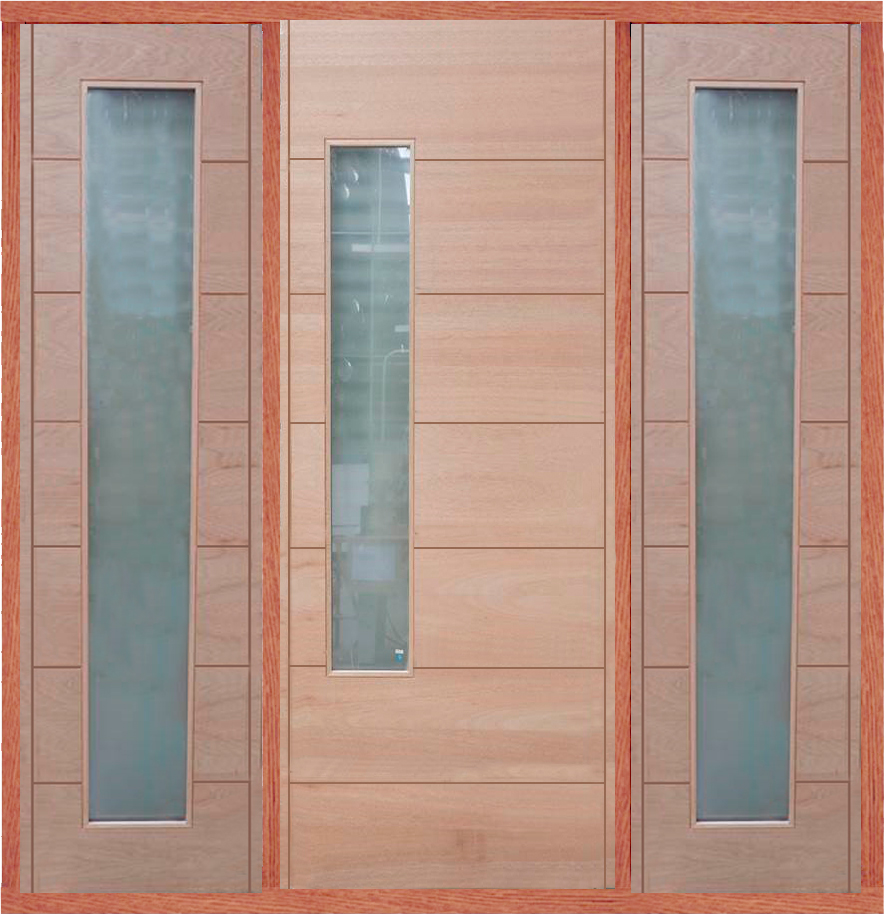 Modena 1-Light Hardwood External Door with Sidelights